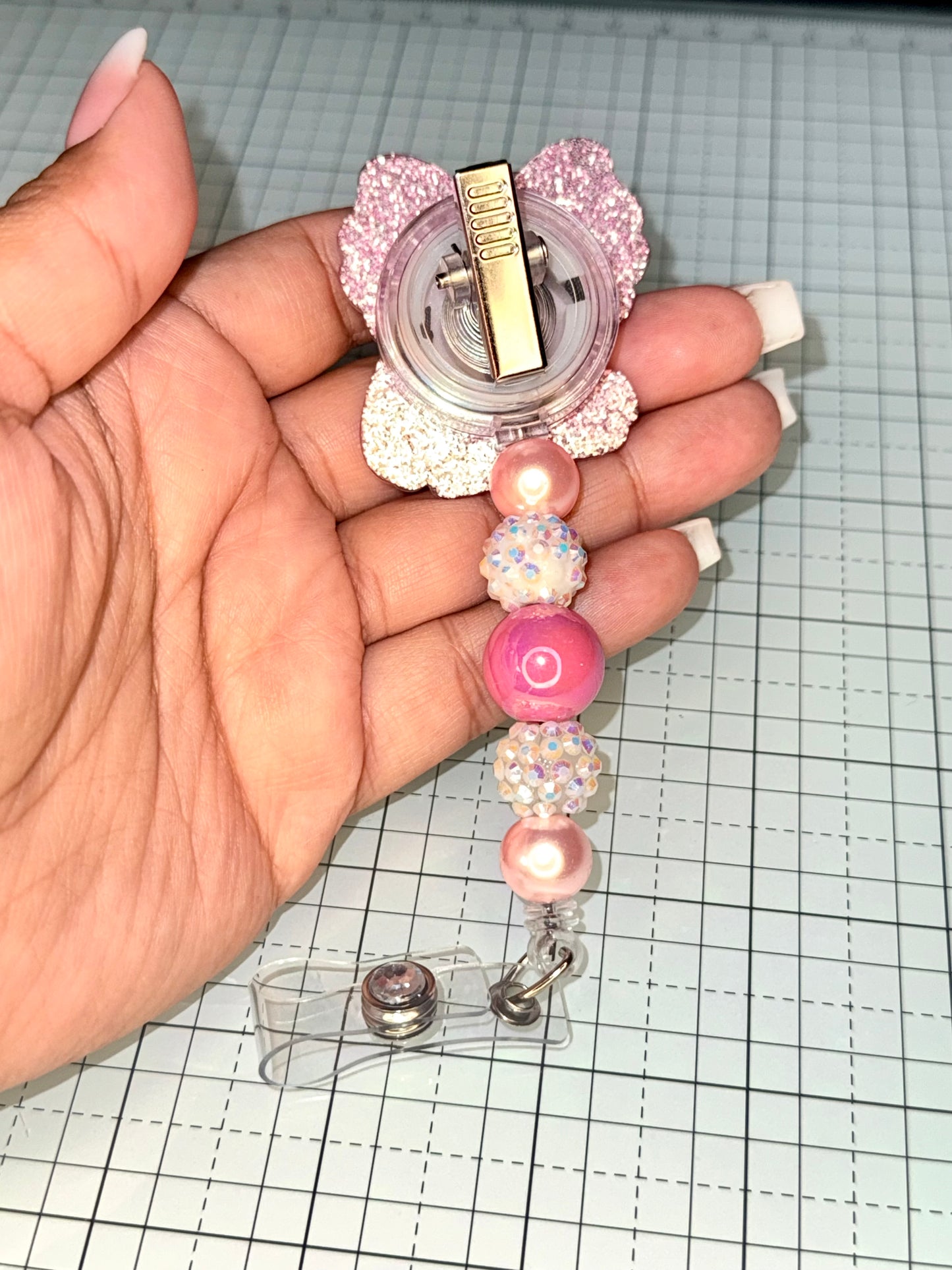Pink Bow Stethoscope Badge Reel