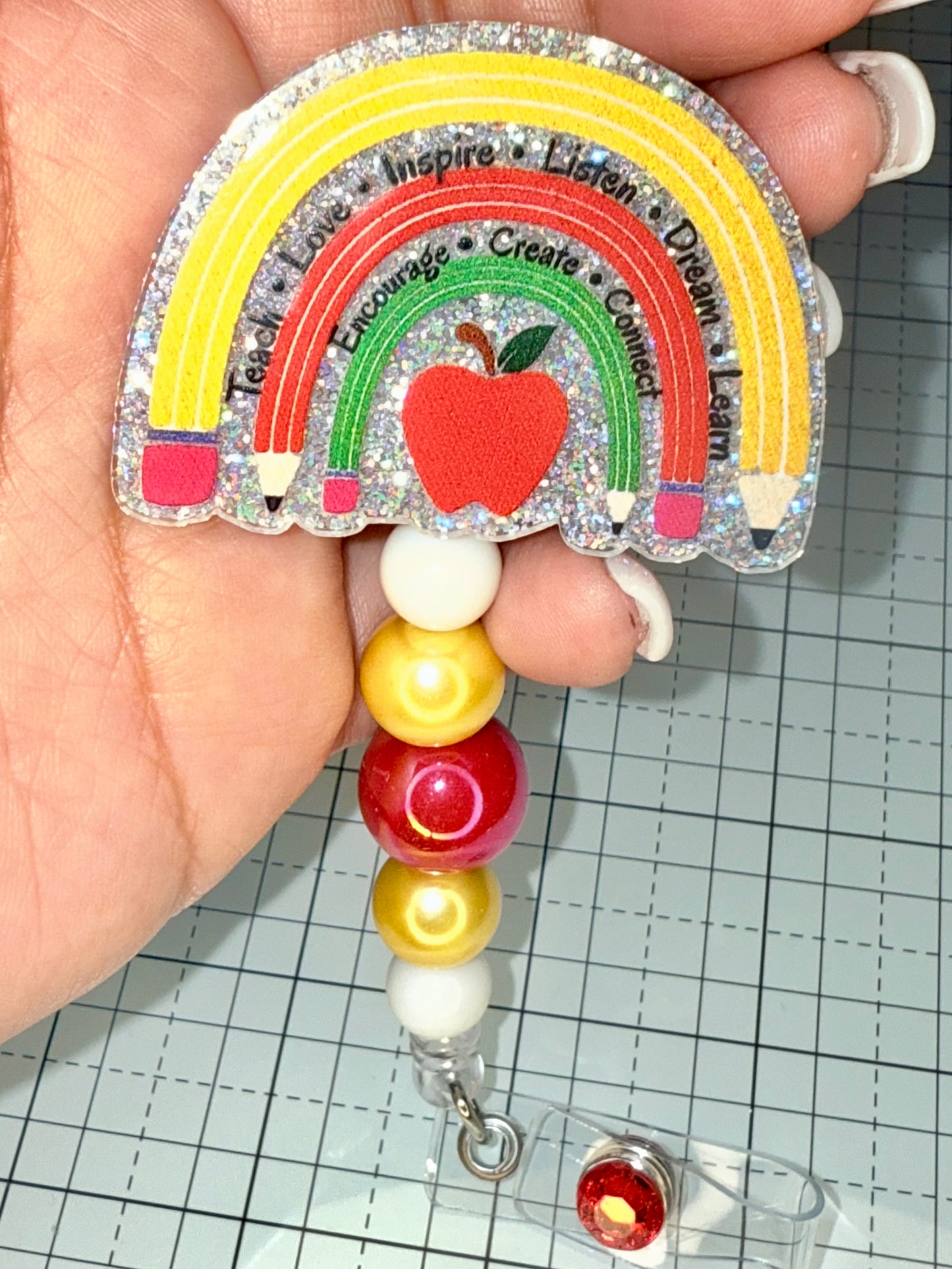 Teacher Rainbow Badge Reel