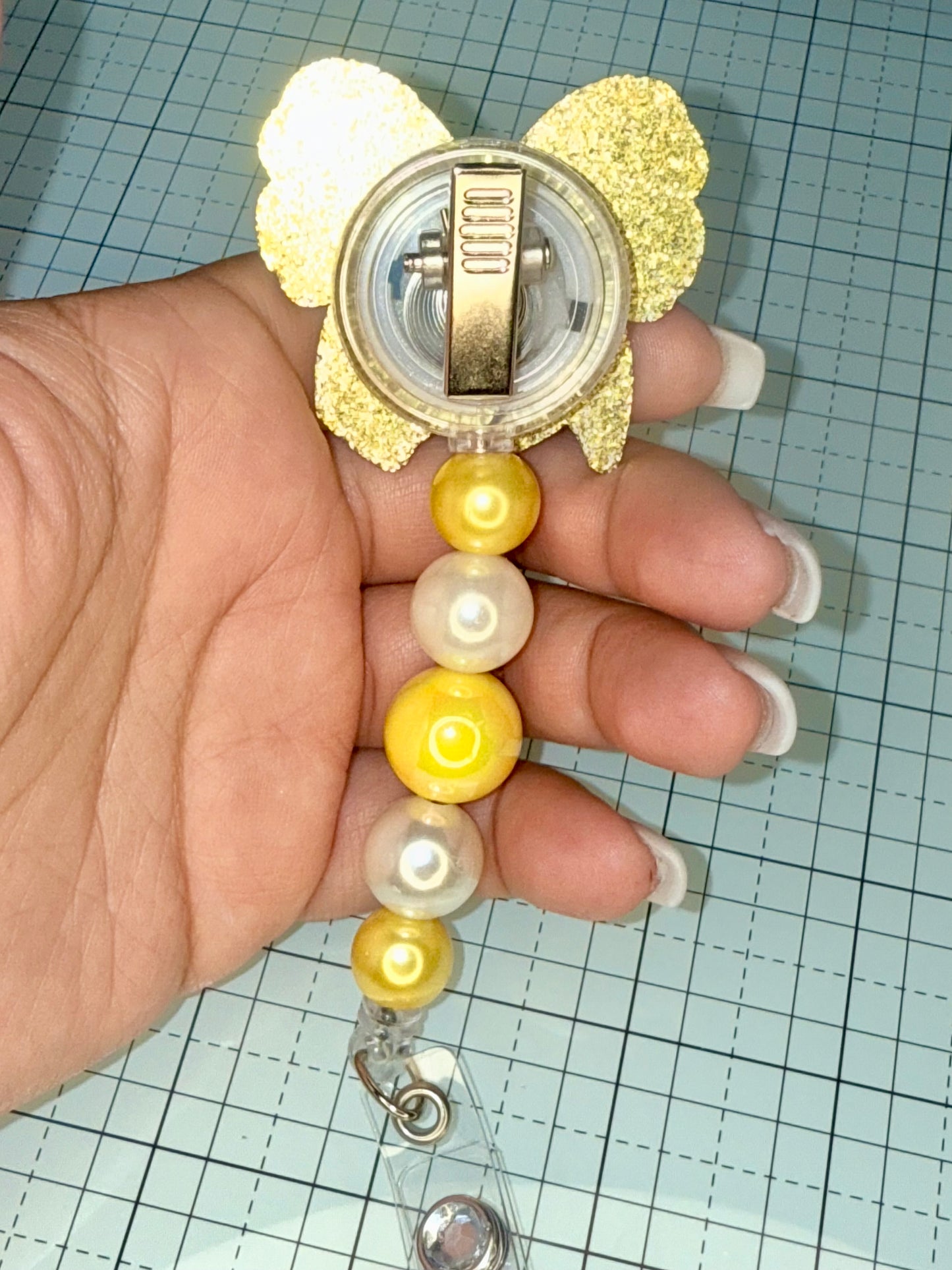 Yellow Bow Pencil Badge Reel