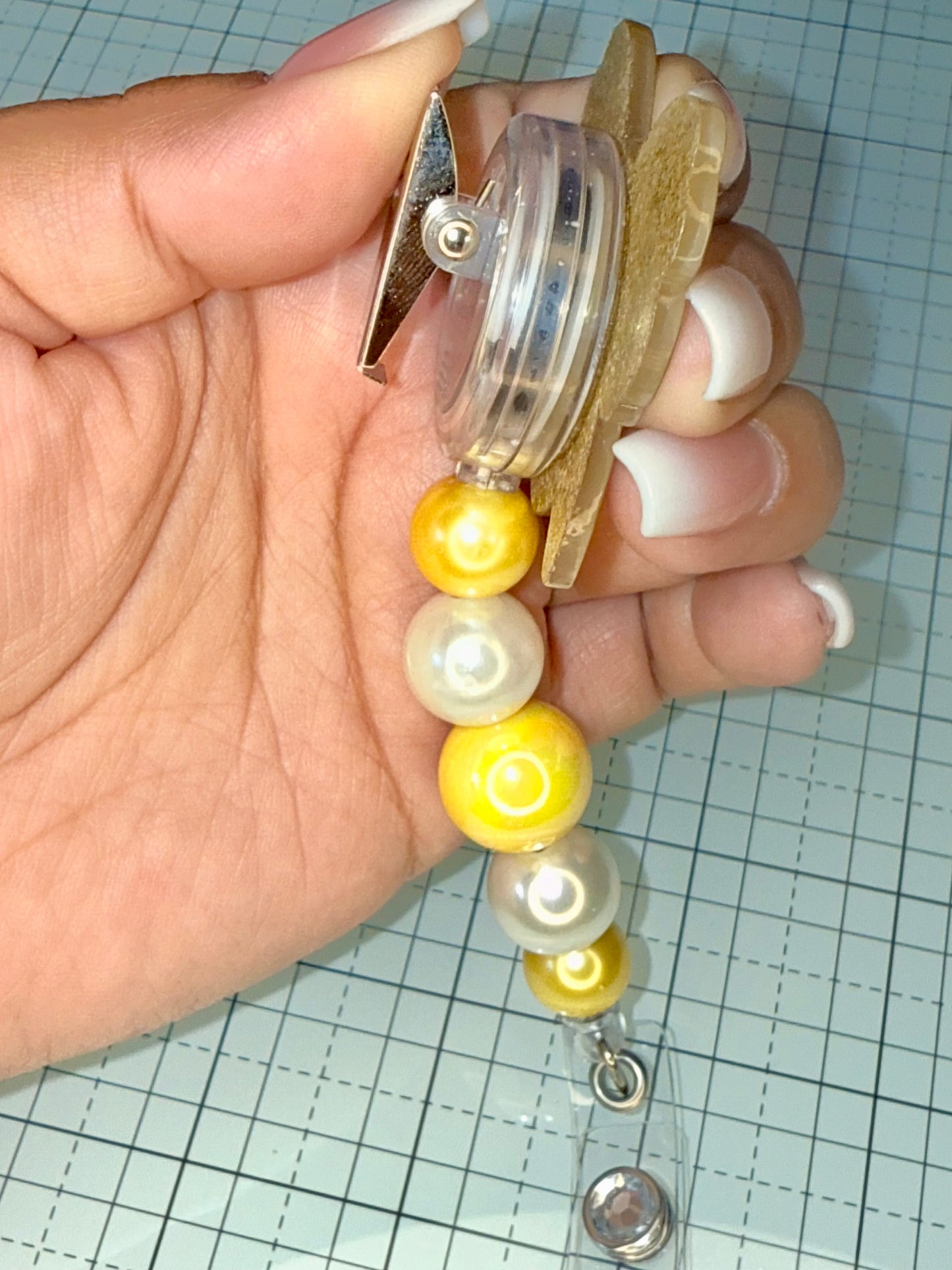 Yellow Bow Pencil Badge Reel