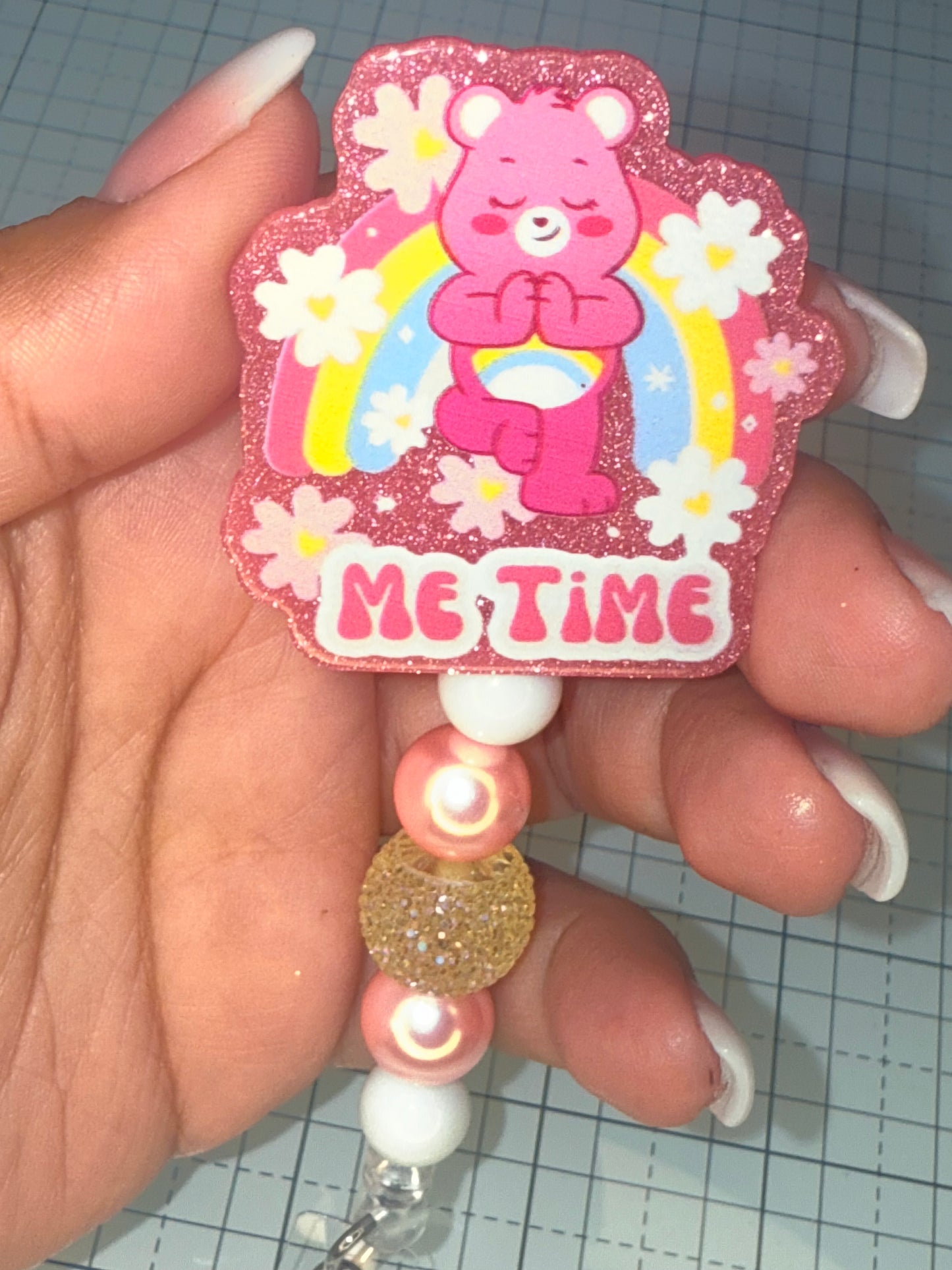 Me Time Care Bear Badge Reel