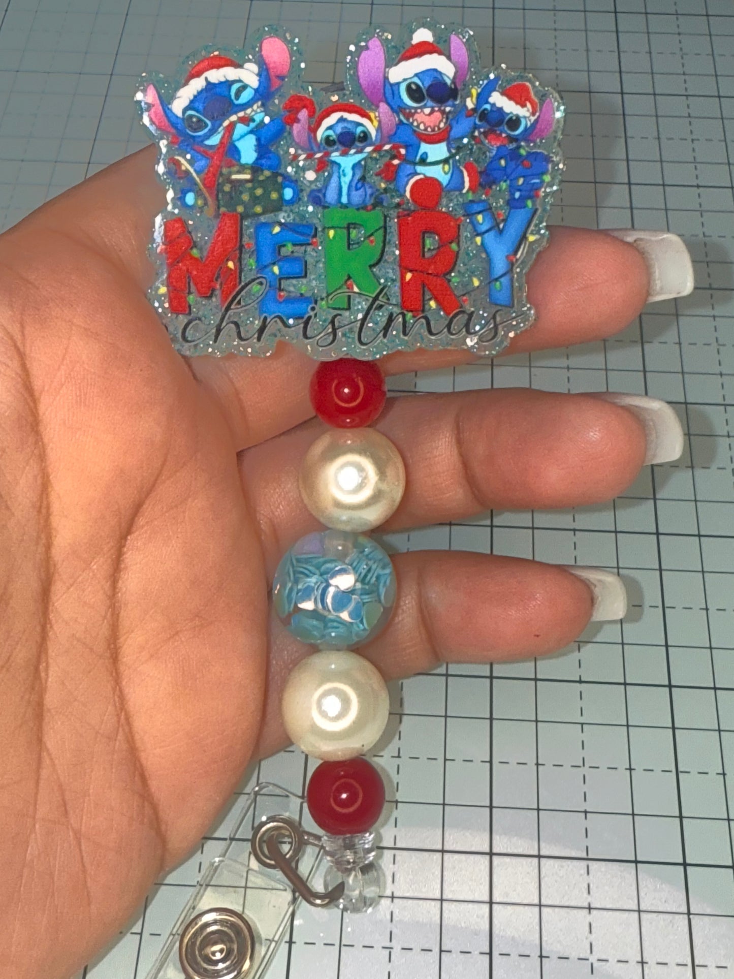 Stitch Xmas Badge Reel