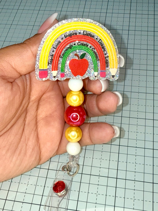 Teacher Rainbow Badge Reel