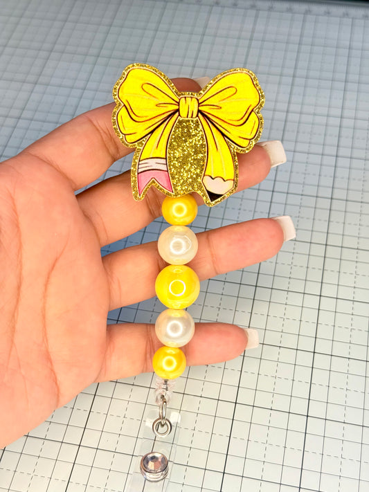 Yellow Bow Pencil Badge Reel
